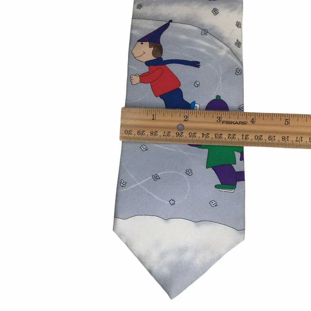 Save The Children Men's‎ Tie 100% Silk Made In USA Winter Skating Novelty